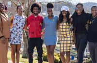 Members of Glenville State University’s Black Student Union; (l-r) Advisor Olivea Norris, Koschinya Jefferson, Robert Glover, Tobi Oladapo, Adria Chapple, Angela Ejimofor, and Otis Cox. (GSU Photo/Kristen Cosner)