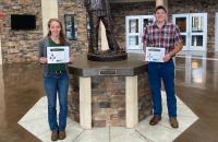 Glenville State College Forest Technology students Cora Hedrick (left) and Adam Osborne (right) with their Council of Eastern Forest Technician Schools Honor Society certificates.