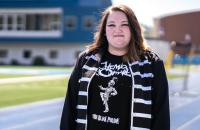 Glenville State University senior Caitlin Reed is the 2022 Pioneer Marching Band field commander. The band's show this semester has a pop-punk theme. (GSU Photo/Kristen Cosner)