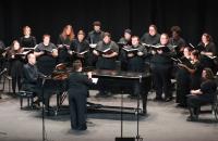 Members of the Glenville State University Choir, under the direction of Sarah Nale, performing at a previous concert. Their spring performance is scheduled for April 19 at 7:00 p.m. (GSU Photo/Dustin Crutchfield)