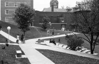 An image from the center of Glenville State's campus in the 1970s from the White Photography Collection