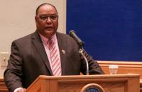 Dr. Cicero Fain speaks at Glenville State College as part of the College’s Department of Social Science speaker series. Fain’s presentation centered on the topic of “Black Entrepreneurial Spirit, Black Huntington, WV, 1871-1929.” (GSC Photo/Kristen Cosner)