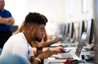 Students in cybersecurity training course as a part of the Cybersecurity and Safety Workforce Development Initiative at Glenville State University. (GSU Photo/Kristen Cosner)