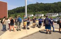 GSC Forest Ecology students taking measurement during the solar eclipse