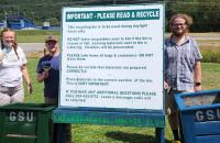 Glenville State University students (l-r) Veronica Rowse, Jared Bishop, and Seth Price with the recently repainted flowerboxes. The students are part of Glenville State’s Environmental Science Club. (Courtesy photo)