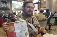 Ethan Dawson with the Order of the Arrow Founders Award