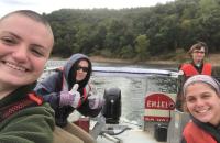 Glenville State University students Chloe Richardson, Ciera Heine, and Della Moreland with US Army Corps of Engineers Ranger Lexi Pletcher (right). The group gathered at Tygart Lake on National Public Lands Day to pick up trash. (Submitted photo)