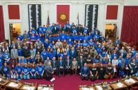 Glenville State University students, staff, faculty, alumni, administrators, friends, and lawmakers gather inside the House of Delegates chamber during last year’s Glenville State University Day at the Legislature. This year’s event will take place on February 28. (GSU Photo/Kristen Cosner)