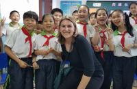 Dr. Megan Gibbons with students from Huidi 1st Primary School