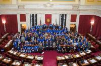 Glenville State students, faculty, staff, administrators, and lawmakers inside the House chamber during Glenville State Day at the Legislature on Tuesday, February 22.