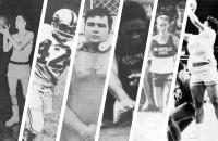 Members of the 2020 Induction Class of the Glenville State College Curtis Elam Athletic Hall of Fame (l-r) Larry Gandee, Jim Carter, Mark Reger, Lloyd Willis, Andy Jarrell, and Monique Johnson