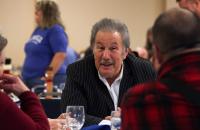 Glenville State College President Dr. Mark Manchin (center) chats with Associate Professor of English Dr. Melody Wise and Assistant Professor of Criminal Justice Dr. Jeff Bryson at the Holiday Luncheon. (GSC Photo/Kristen Cosner)