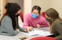 Glenville State education students review notes during a class session earlier this semester.