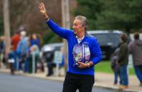 Glenville State University President Dr. Mark Manchin takes part in the annual homecoming parade in 2021. Glenville State’s homecoming parade is scheduled for the morning of Saturday, October 15. Civic and community organizations, bands, elected officials, classic car owners, and more are invited to participate. (GSU Photo/Kristen Cosner)