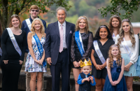 (l-r) Graylin Floyd, Abby Hudson, Adam Davis, Samantha Dawson, Dr. Mark Manchin, Haley Lough, Emily Rosales, Katie Cooper, Beth Nichols, Taryn Kohlphenson; Court Attendants Brent Harrison and Fionna McEntire