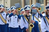 The Glenville State College Marching Band performs at a previous Homecoming Parade in Downtown Glenville.