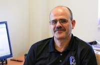 GSC Professor of Chemistry Dr. Kevin Evans at his desk inside the Science Hall (GSC Photo/Kristen Cosner)