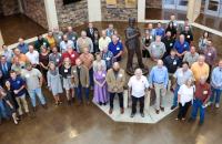 Alumni of the Land Surveying Program at Glenville State University join faculty, staff, current students, and other guests for a group photo during the 50th anniversary celebration of the program that was held on September 10. (GSU Photo/Dustin Crutchfield)