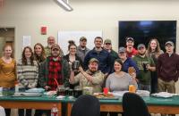 Forest Recreation and Wildlife Management students with their finished maple syrup