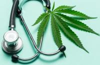 Picture of medical marijuana and stethoscope