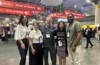 .  L to R: Sarah Sakaguchi, Fairmont State University, Bridget Carr, Glenville State University, Clark Egnor, WV Higher Education Policy Commission, Emily Liu, Shepherd University, Marcus Murrell, Concord University