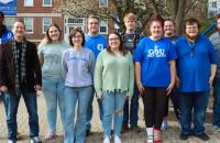 Members of the Glenville State University Debate Team; (l-r) Jahzeiah Wade, Advisor Dr. Brian Johnston, Rebekah Hypes, McKinzie White, Charles Copeland, Sandra Crites, Noah Miner, Chelsea Devins, Alyssa Gibson, Patrick Fisher, and Advisor Dr. Josh Squires. (GSU Photo/Dustin Crutchfield)