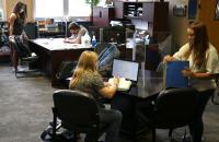 Glenville State College students utilize the study space inside the Student Support Services (SSS) office on campus; the SSS program was recently awarded continued funding from the U.S. Department of Education