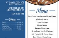 Premium Night will be held at Mollohan's Restaurant on Wednesday, September 15.