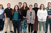 Glenville State University student teachers for the fall 2022 semester included (l-r) Kassidy Heavner, Cody Dobbins, Raven Friend, Nicholas McVaney, Stormie Alverson, Cali Hayes, Tobi Short, Raeann Hesse, and Shane Moats. (GSU Photo/Kristen Cosner)