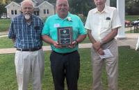 West Virginia Agriculture and Forestry Hall of Fame inductee Tom Snyder (center) is flanked by fellow inductees and Glenville State College Department of Land Resources legends Ed Grafton and Rick Sypolt