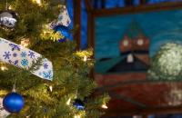 The Christmas tree inside the Robert F. Kidd Library at Glenville State University. (GSU Photo/Kristen Cosner)