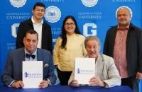 (l-r) Standing Dr. Rico Gazal, For. Leilani Castillo and Dr. Rogelio Andrada; seated Dr. Gary Morris, Provost and Dr. Mark Manchin, President