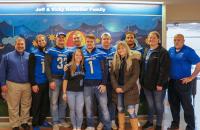 Glenville State College students and staff who visited WVU Medicine Children’s in Morgantown, West Virginia (l-r) Tom Ratliff, Justin Watts, Austin Ratliff, Jordan Hartman, Kayla Letart, Caleb Wynn, Drew Taylor, Larissa Hayman, Amede Vital, Megan Wilfong, and Jesse Skiles (GSC Photo/Kristen Cosner)
