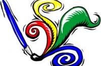 Paint brush painting bright colors