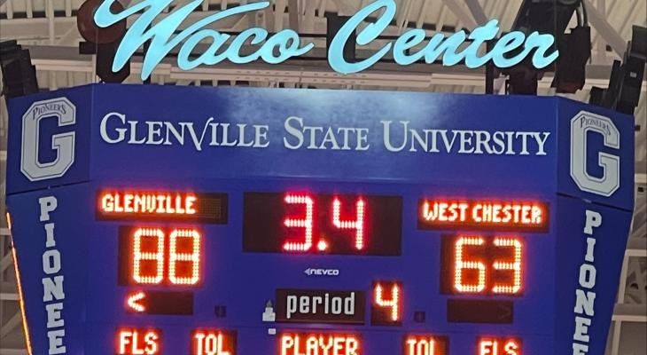 Waco scoreboard showing Pioneer win