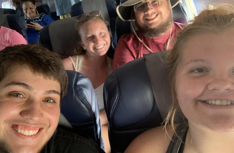 Students take selfie on first flight